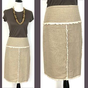 Vintage Broadway Ramie Fringe Pencil Skirt Size 8